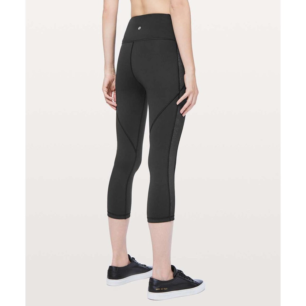 Lululemon Power Lines Crop Pant 21" Black Stretch Wicking Women's Size 8 - Picture 7 of 13